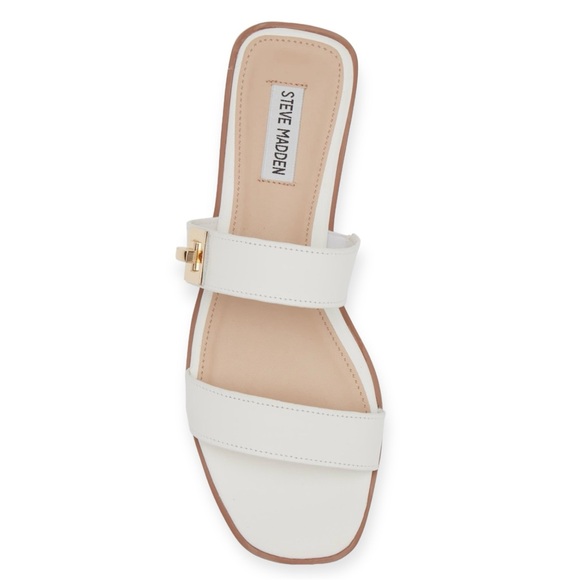 STEVE MADDEN Harrlie Slide Sandal White Gold Accents Flats NWT - Picture 4 of 10